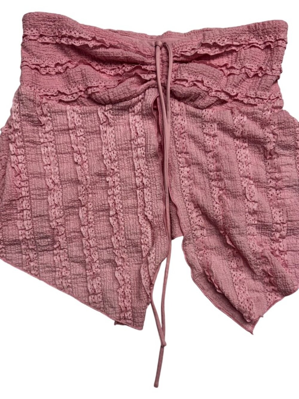 Urban outfitters Size Medium (M) Pink Textured Ruched Drawstring Crop Top
